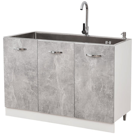 Mobile Cucina Sottolavello Componibile in Legno Colore Grigio con 3 Ante 120cm