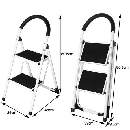 Scala Sgabello Pieghevole 2 Gradini Antiscivolo Metallo Verniciato max 150kg