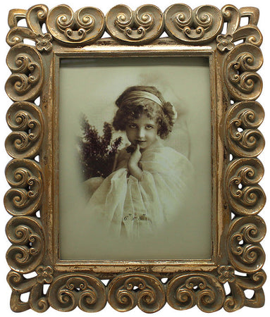 Biscottini Biscottini Portafoto da appoggio resina oro anticata 25x2x30 verticale