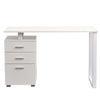 Scrivania in Legno con Cassettiera integrata Porta Pc Computer 120x50cm Bianco