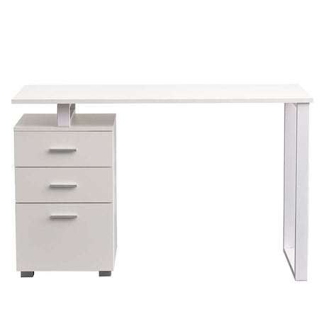 Scrivania in Legno con Cassettiera integrata Porta Pc Computer 120x50cm Bianco
