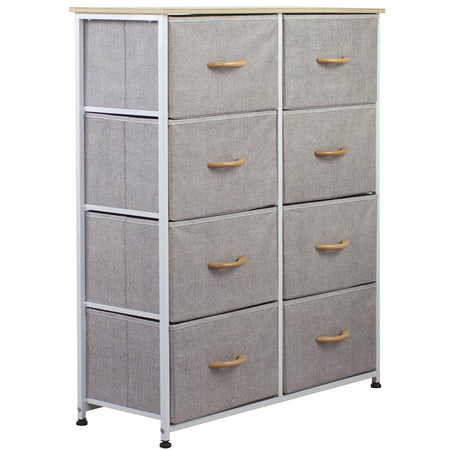 Mobile Cassettiera 8 Cassetti Metallo Legno e Tessuto 81x30 H 96cm Casa Ufficio