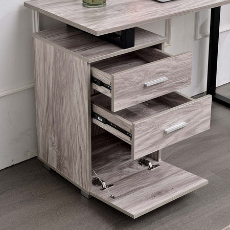 Scrivania in Legno con Cassettiera integrata Porta Pc Computer 120x50cm Grigio