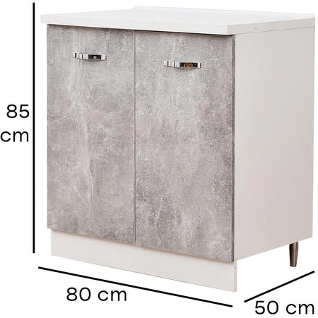 Mobile Cucina Base 2 Ante Componibile in Legno Colore Grigio 80x50 H85cm