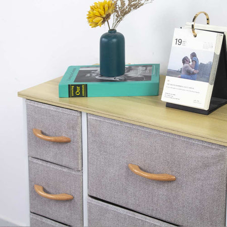 Mobile Cassettiera 7 Cassetti Metallo Legno e Tessuto 61x30 H 72cm Casa Ufficio