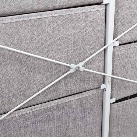 Mobile Cassettiera 7 Cassetti Metallo Legno e Tessuto 61x30 H 72cm Casa Ufficio
