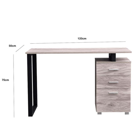 Scrivania in Legno con Cassettiera integrata Porta Pc Computer 120x50cm Grigio
