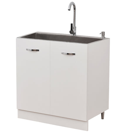 Mobile Cucina Sottolavello Componibile in Legno Colore Bianco con 2 Ante 80cm