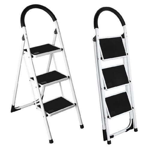 Scala Sgabello Pieghevole 3 Gradini Antiscivolo Metallo Verniciato max 150kg