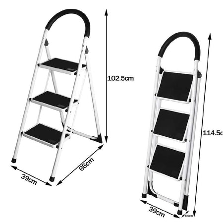 Scala Sgabello Pieghevole 3 Gradini Antiscivolo Metallo Verniciato max 150kg