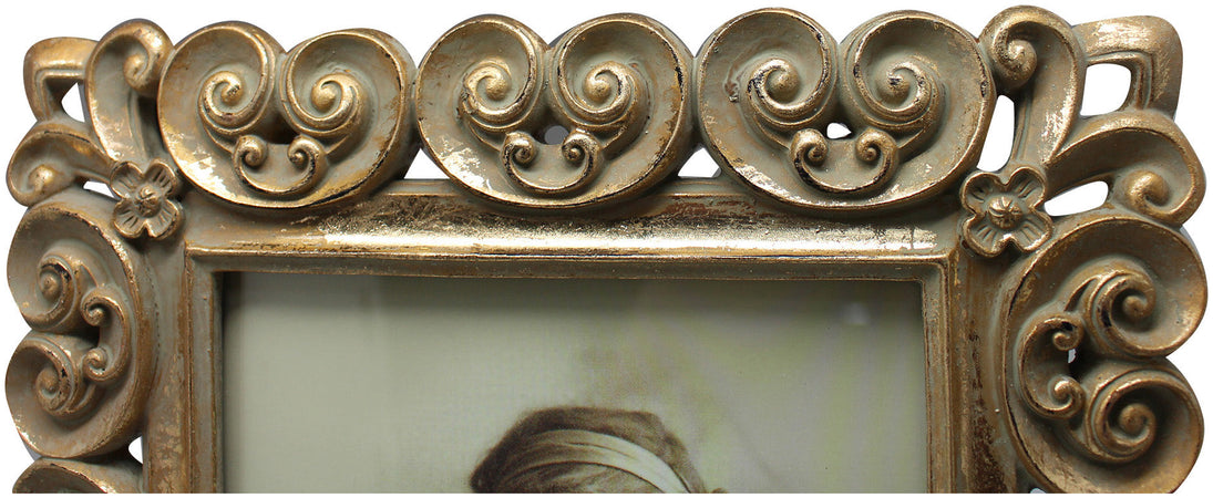 Biscottini Biscottini Portafoto da appoggio resina oro anticata 25x2x30 verticale