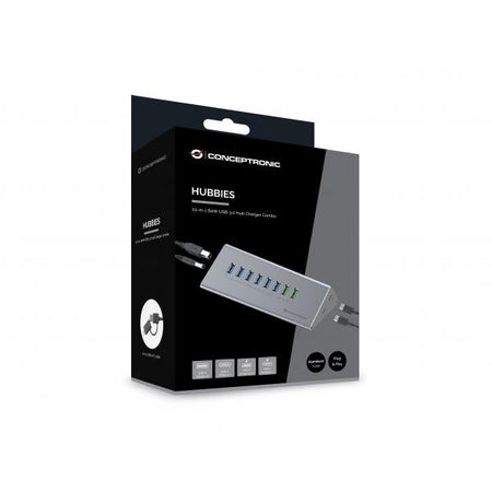 HUBBIES18G hub di interfaccia USB 3.2 Gen 1 (3.1 Gen 1) Type-B 5000 Mbit /s Grigio