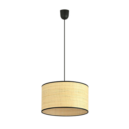 Sospensione Nordica 1 Luce Aston In Acciaio Nero E Rattan