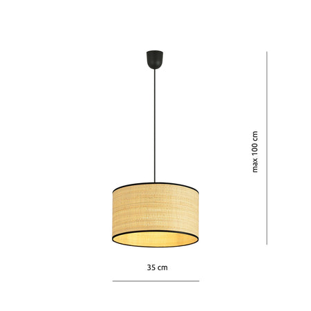 Sospensione Nordica 1 Luce Aston In Acciaio Nero E Rattan