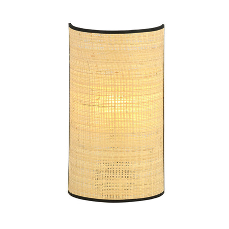 Applique Nordica 1 Luce Aston In Acciaio Nero E Rattan