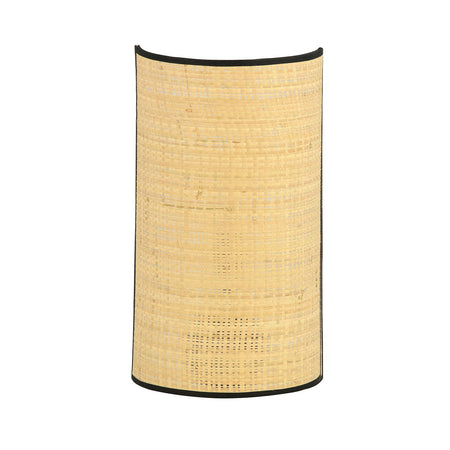 Applique Nordica 1 Luce Aston In Acciaio Nero E Rattan