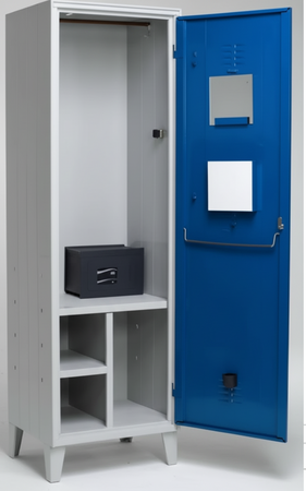 Armadietto spogliatoio con 2 vani portaoggetti e tesoretto per Polizia Locale Municipale cm. 60x50x195h