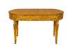 Biscottini Scrivania in legno impiallacciato finitura noce arricchita con intarsi e decori in bronzo totalmente realizzati a mano