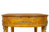 Biscottini Scrivania in legno impiallacciato finitura noce arricchita con intarsi e decori in bronzo totalmente realizzati a mano