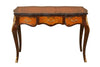Biscottini Scrivania in legno impiallacciato finitura noce arricchita con intarsi e decori in bronzo totalmente realizzati a mano