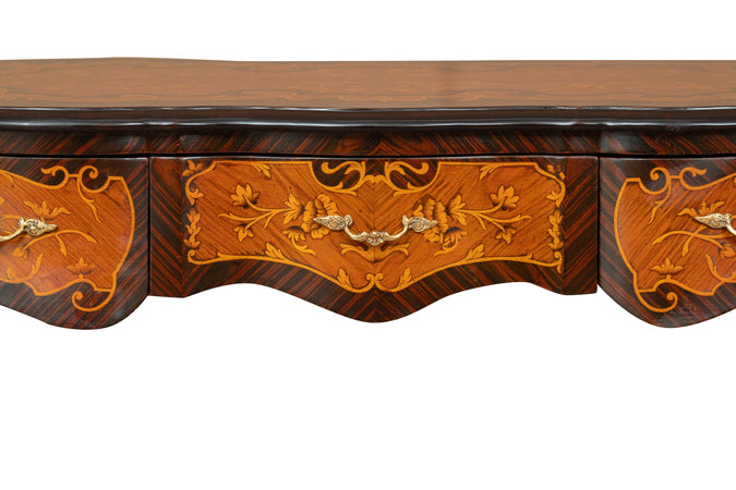 Biscottini Scrivania Biscottini Legno Noce Intarsi Bronzo 122x60x81 Artigianale Fatta a