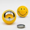 Apribottiglie Smiley â? Palla da biliardo gialla con faccina e inserto in acciaio