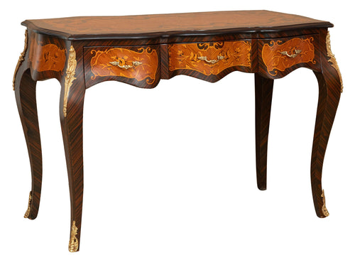 Biscottini Scrivania Biscottini Legno Noce Intarsi Bronzo 122x60x81 Artigianale Fatta a