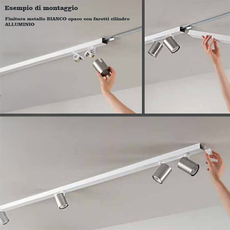 Binario faretti Perenz SNODO 8292N 8290N 8294 GU10 LED sistema modulare angolare interno spot quadrato orientabili