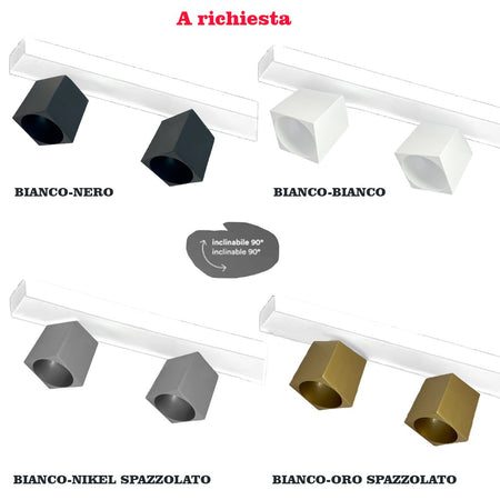 Binario faretti Perenz SNODO 8292N 8290N 8294 GU10 LED sistema modulare angolare interno spot quadrato orientabili