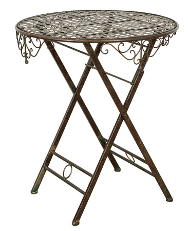 Biscottini Biscottini Tavolino Vassoio Pieghevole Ferro Battuto Ruggine Anticata Diametro