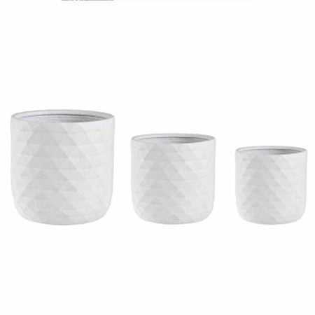 Set 3 vasi tondi "Pyramid To" da esterno per piante e fiori in fibra di vetro