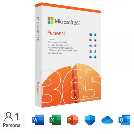 Microsoft Office 365 Personal 1 PC/MAC Italiano Licenza base Abbonamento 12 Mesi con Copilot incluso
