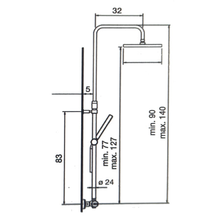 Colonna doccia nera con soffione miscelatore Termostatico Piave Black