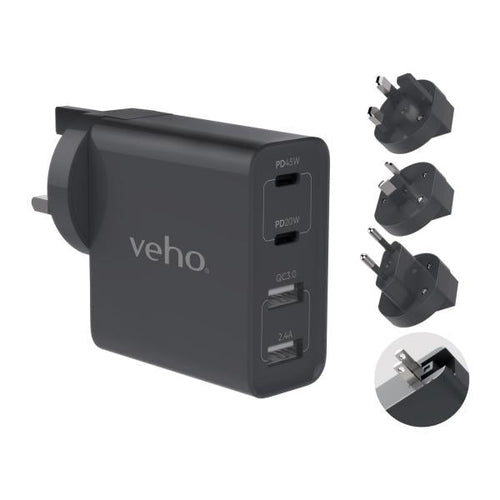 Veho VAA-700-TA45 adattatore e invertitore 20 W Grigio (^VEHO TA-45 MULTI REGION UNIVERSAL)