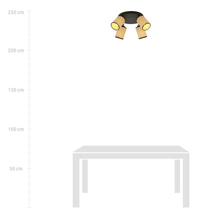 Plafoniera Tonda Spot 4 Luci Bronx In Acciaio Nero E Rattan Paralumi Regolabili