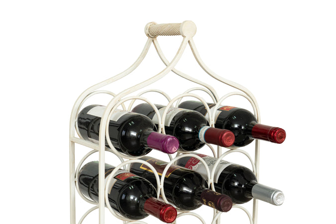 Biscottini Biscottini Cantinetta Porta Bottiglie 24 Posti Ferro Battuto Bianca Anticata