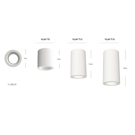 Plafoniera gesso Lampadari Bartalini PALP T8 T12 T18 GU10 LED verniciabile