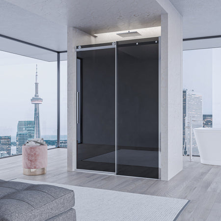 Porta doccia scorrevole fumè anticalcare 195h 8mm EUCLIDE