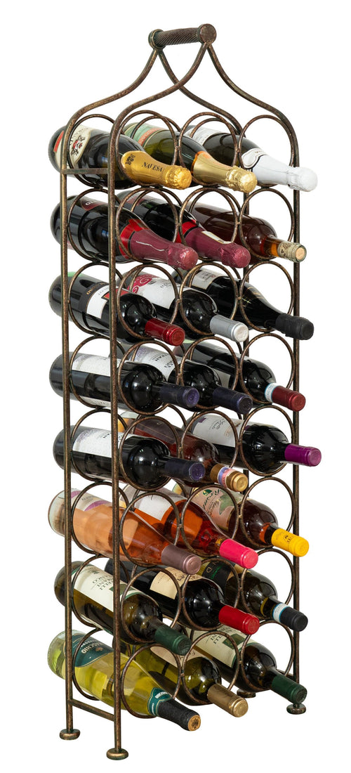 Biscottini Biscottini Portabottiglie Ferro Battuto Nera Anticata 24 Bottiglie 36x16x106