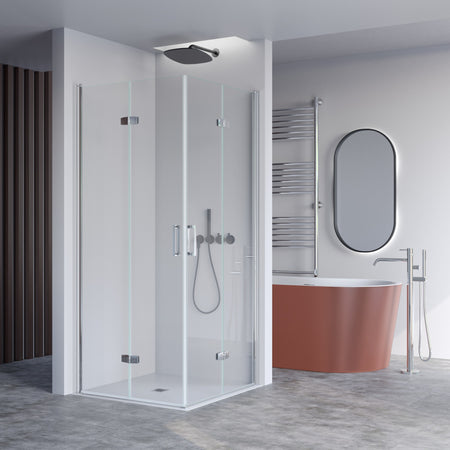 Box doccia 2 lati a soffietto trasparente senza profili 6mm h195 anticalcare REA