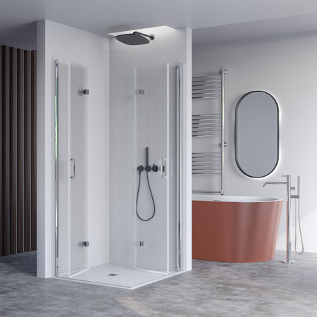 Box doccia 2 lati a soffietto trasparente senza profili 6mm h195 anticalcare REA