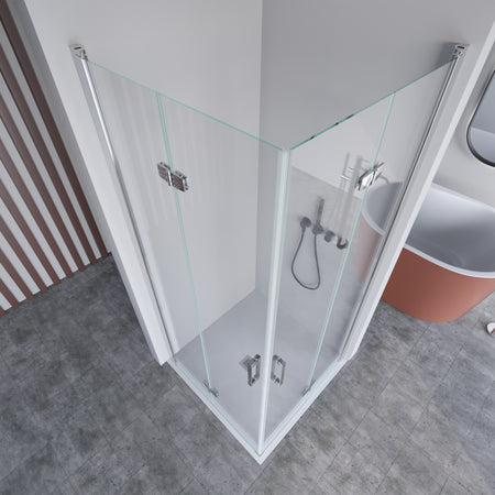 Box doccia 2 lati a soffietto trasparente senza profili 6mm h195 anticalcare REA