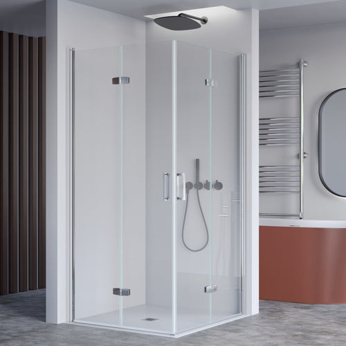 Box doccia 2 lati a soffietto trasparente senza profili 6mm h195 anticalcare REA