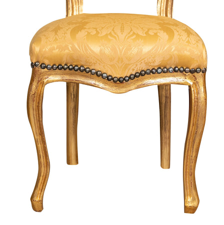 Biscottini Biscottini Sedia Poltroncina Stile Luigi XVI Legno Faggio Intagliato Foglia Oro