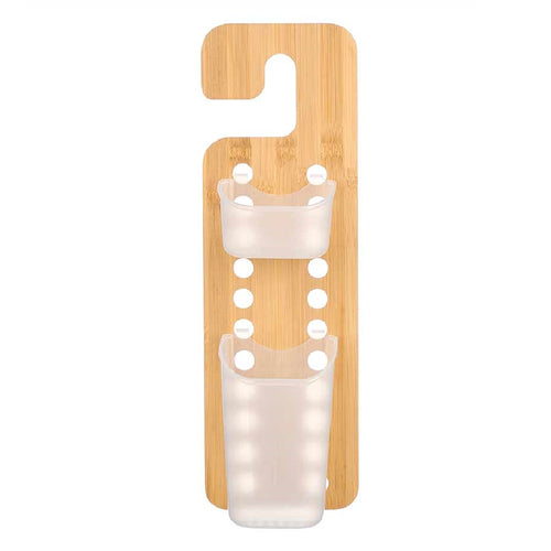 Mensola Porta Accessori da Bagno in Legno di Bambù e Abs 14x10 H 44 cm Moderno