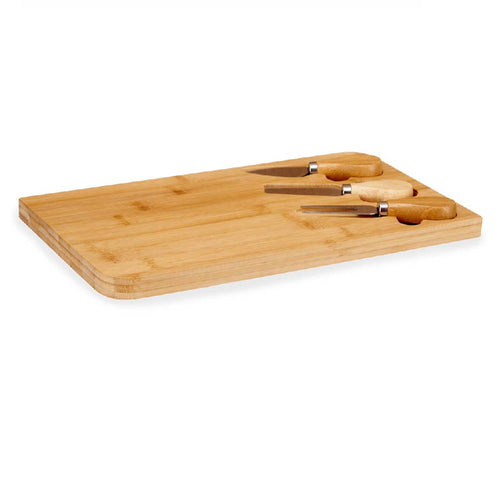 Tagliere Cucina in Bambù con accessori Formaggio 34 x 19 H1.8 cm Legno Naturale