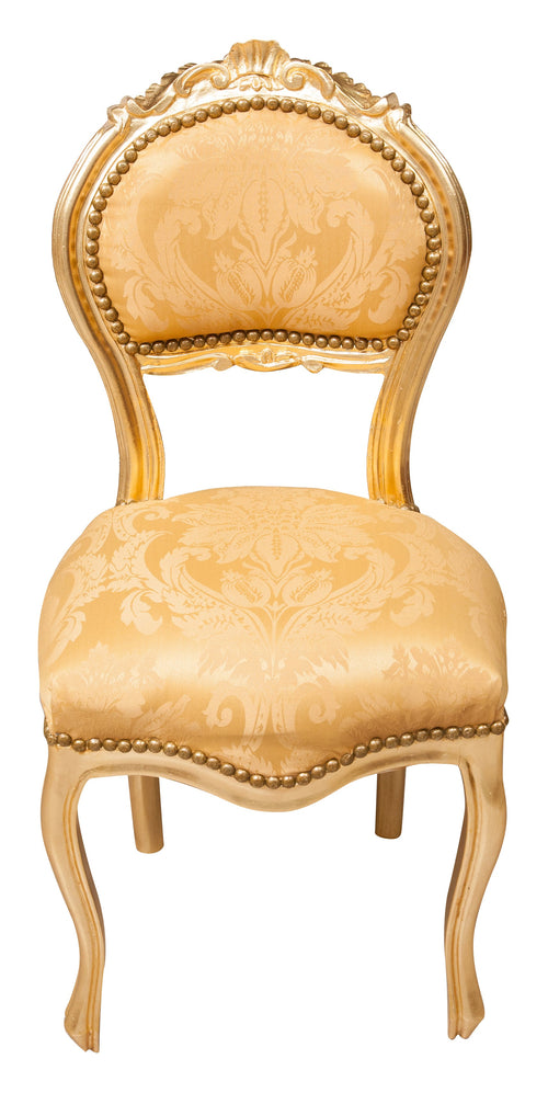 Biscottini Sedia stile francese Luigi XVI in legno massello di faggio ORO/ORO