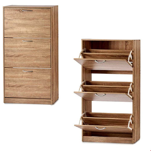 Scarpiera 3Ante Salvaspazio Doppia Profondità 60x24 H116cm Braun