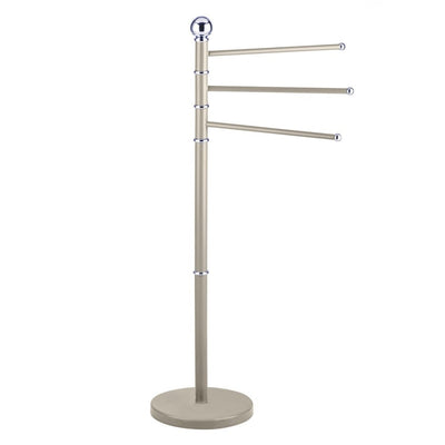 Piantana Porta Asciugamani da Bagno Acciaio Smaltato Base Tonda 3 Braccia Tortora