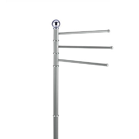 Piantana Porta Asciugamani da Bagno Acciaio Smaltato Base Tonda 3 Braccia Grigio